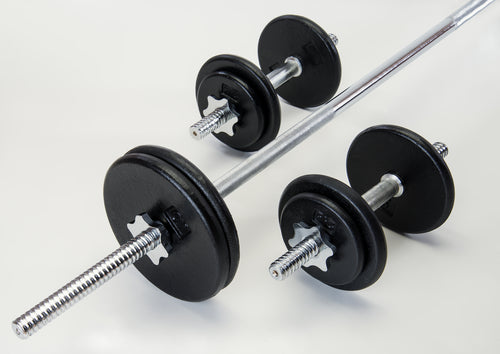 Iron and steel free weights set for fitness
