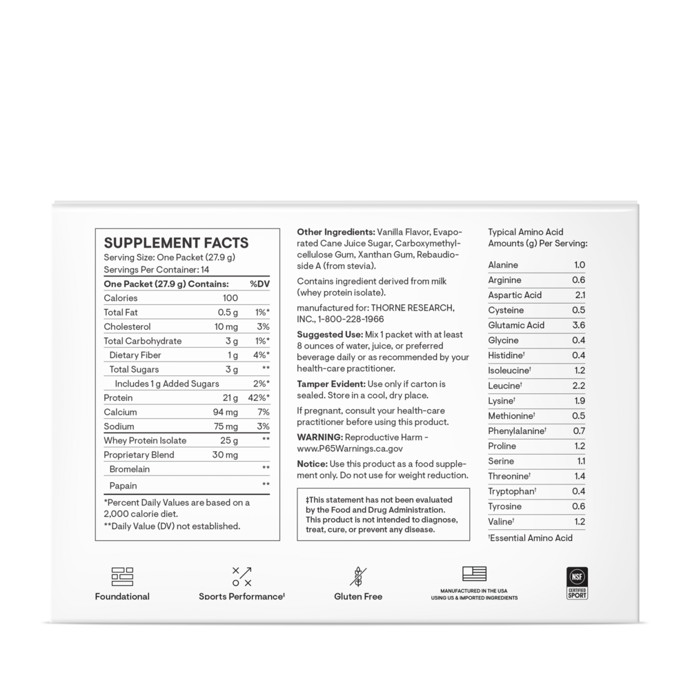 Whey Protein Isolate Vanilla PACKETS