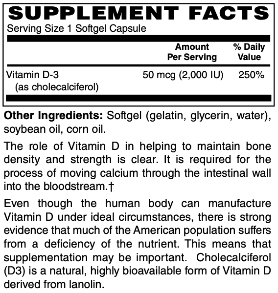 Vitamin D-3 2000 IU (250)