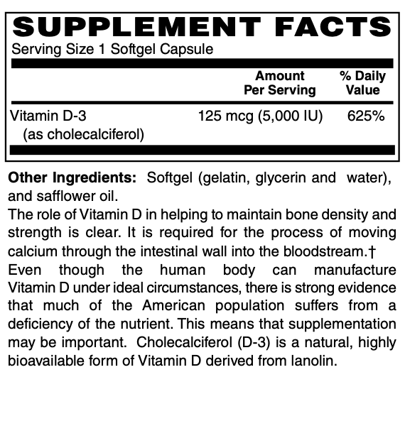 Vitamin D-3 (5,000 I.U.)