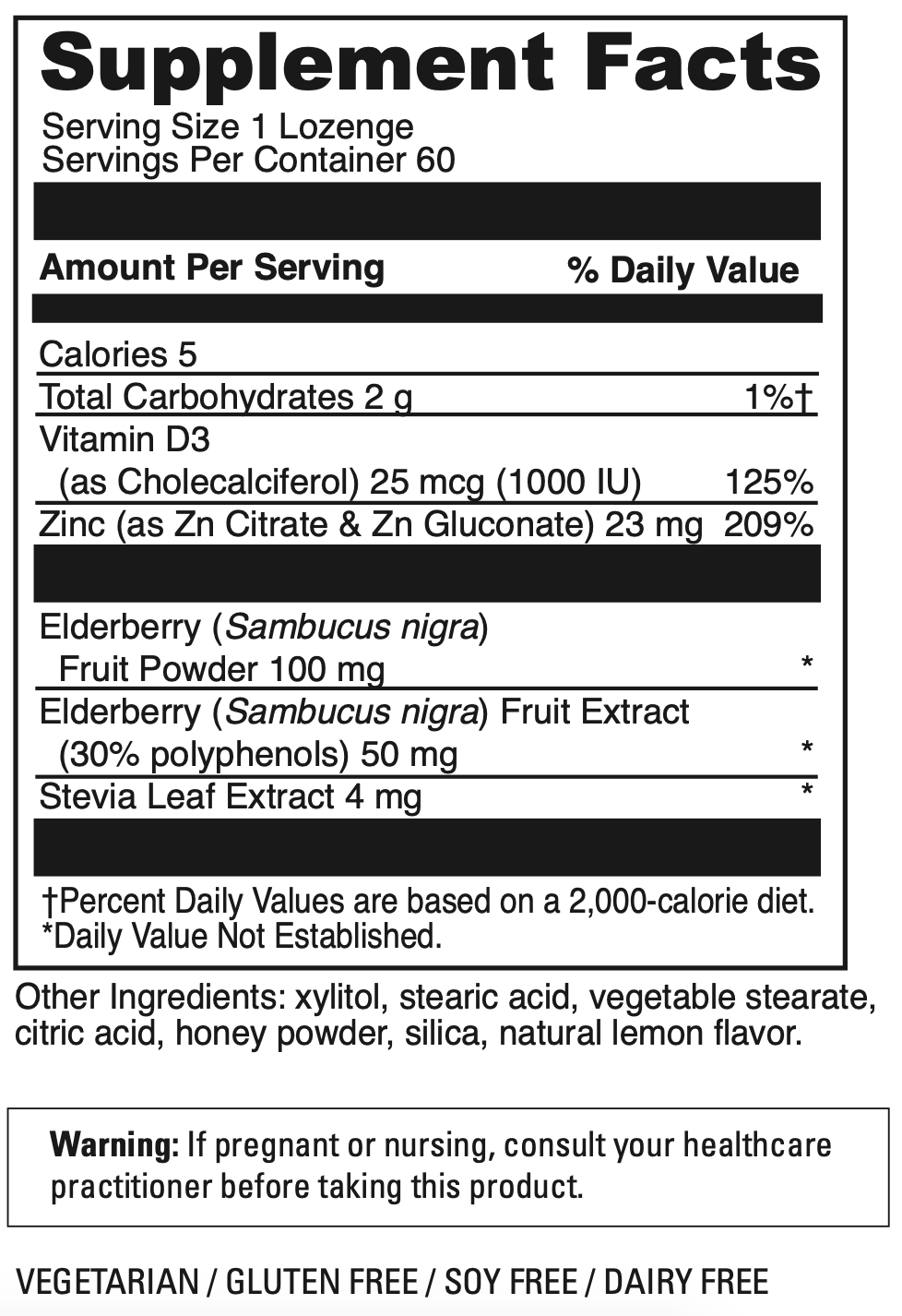 Zinc Immune Complex Lozenges (Zinc-Elderberry-D3)