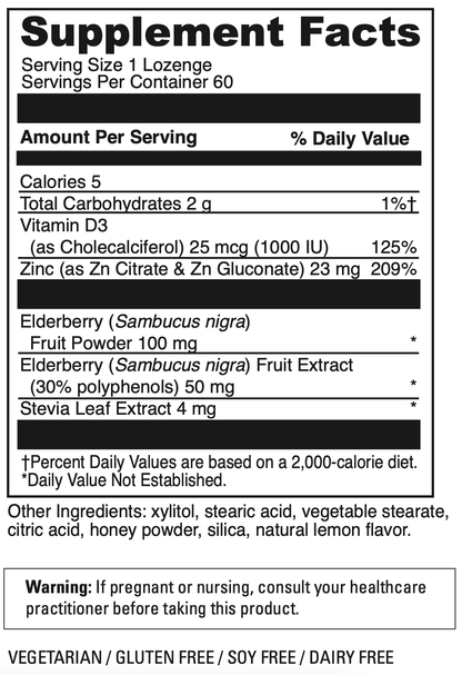 Zinc Immune Complex Lozenges (Zinc-Elderberry-D3)